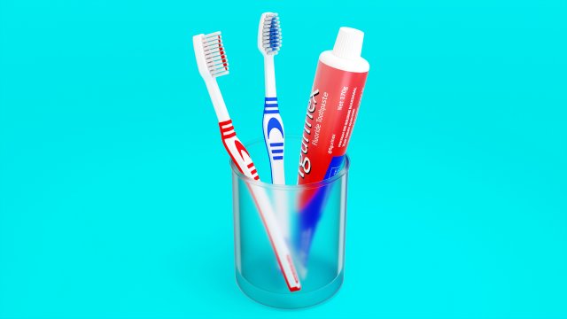 Toothpaste and Toothbrush 001 Modelo 3D .c4d .max .obj .3ds .fbx .stl .blend 