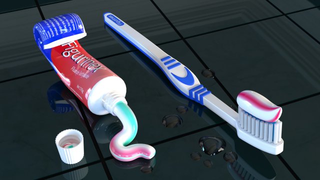 Toothpaste and Toothbrush 002 Model 3D .c4d .max .obj .3ds .fbx .stl .blend 