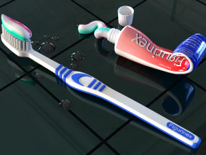 Toothpaste and Toothbrush 002 3D Model
