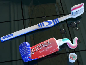 Toothpaste and Toothbrush 002 3D Model