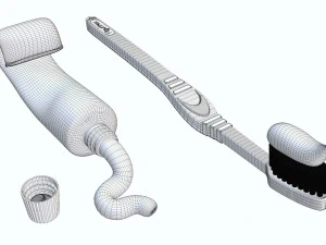 Toothpaste and Toothbrush 002 3D Model
