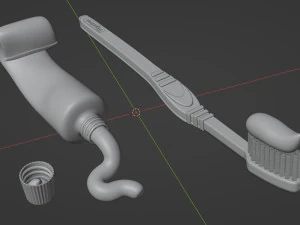 Toothpaste and Toothbrush 002 3D Model