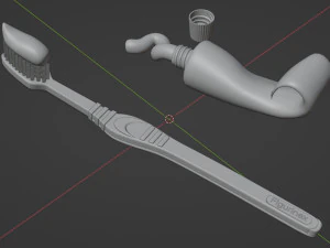 Toothpaste and Toothbrush 002 3D Model