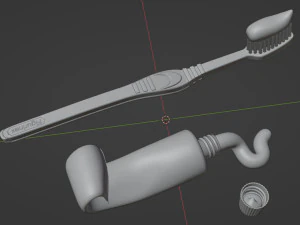Toothpaste and Toothbrush 002 3D Model