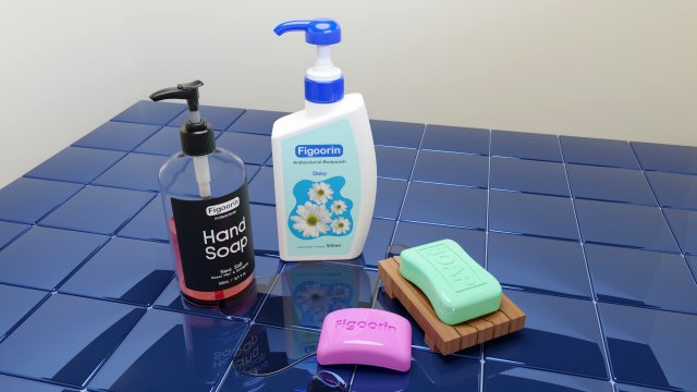 Bar Soap and Liquid Soap 001 3D Model .c4d .max .obj .3ds .fbx .stl .blend 