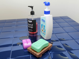 Bar Soap and Liquid Soap 001 3D Model