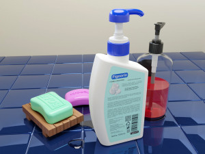 Bar Soap and Liquid Soap 001 3D Model