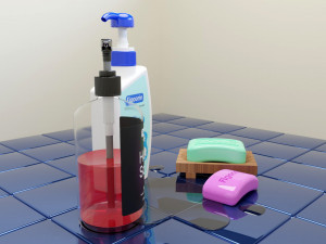 Bar Soap and Liquid Soap 001 3D Model