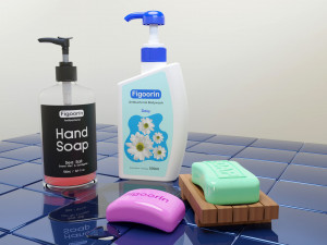 Bar Soap and Liquid Soap 001 3D Model