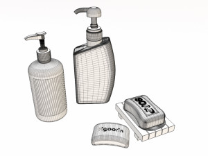 Bar Soap and Liquid Soap 001 3D Model