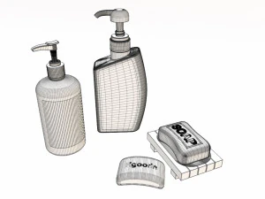 Bar Soap and Liquid Soap 001 3D Model