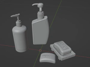 Bar Soap and Liquid Soap 001 3D Model