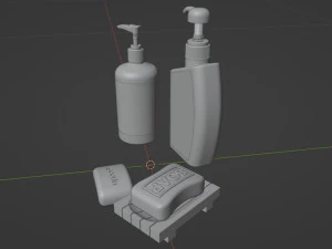 Bar Soap and Liquid Soap 001 3D Model