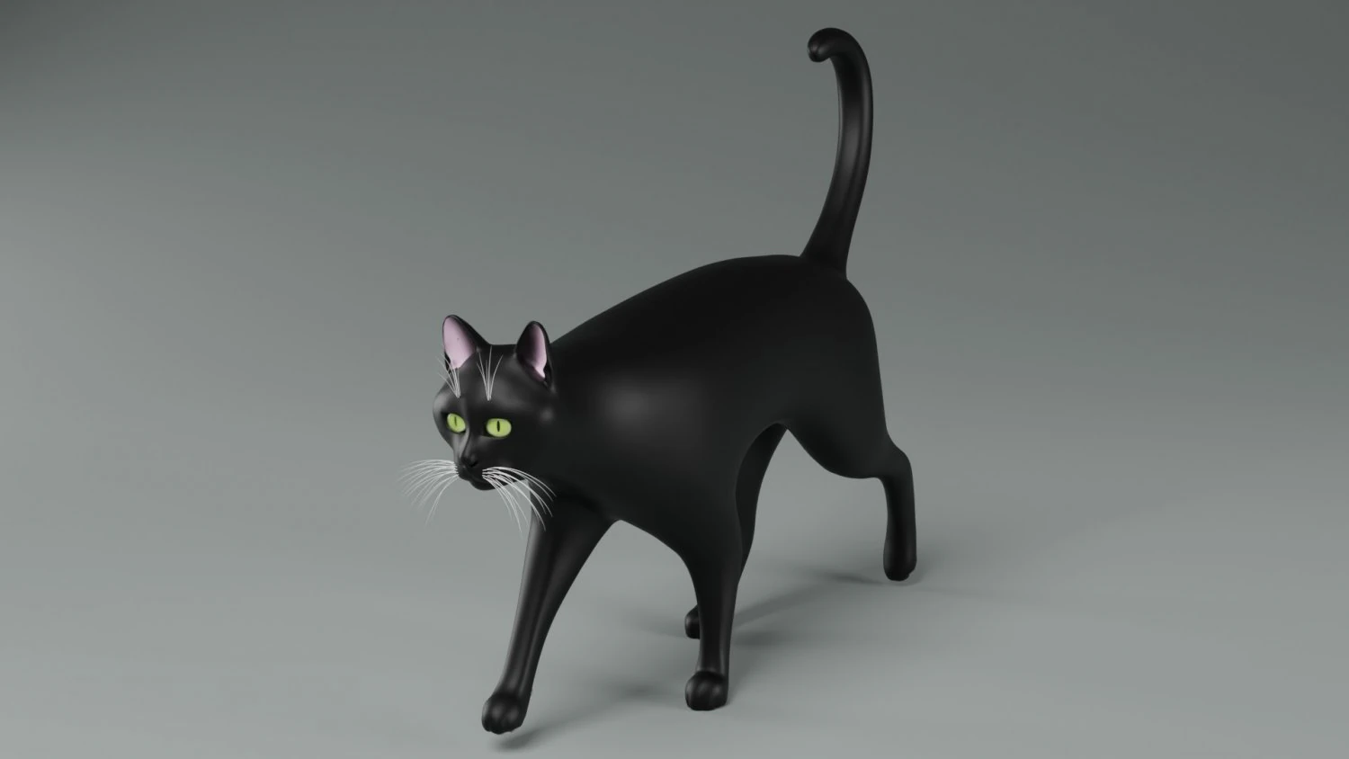 Domestic Black Cat 001 3D Model .c4d .max .obj .3ds .fbx .stl .blend 