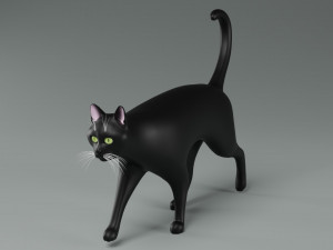 Domestic Black Cat 001 3D Model