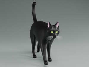 Domestic Black Cat 001 3D Model
