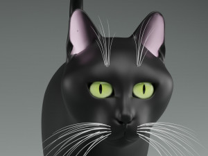 Domestic Black Cat 001 3D Model