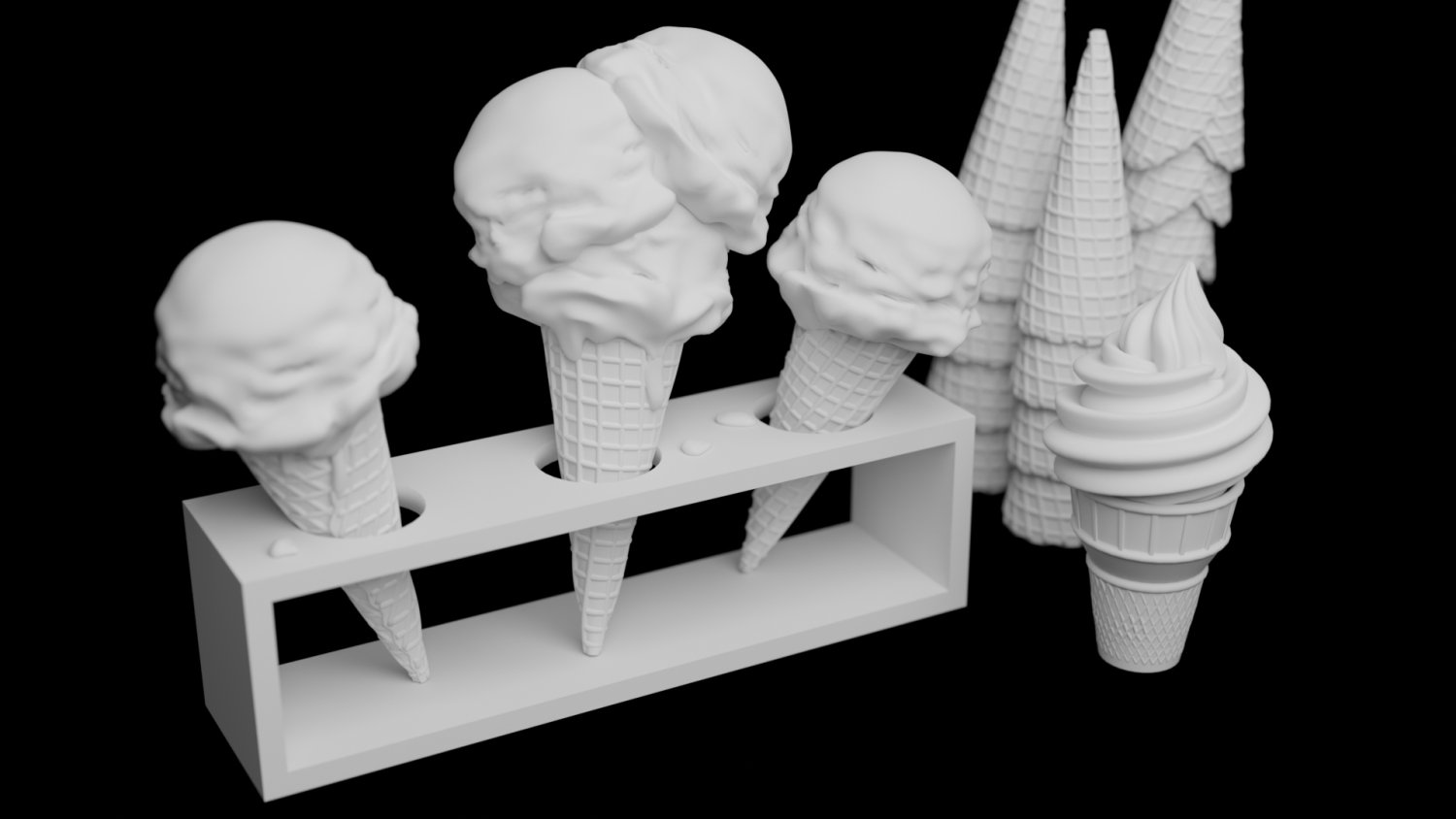 Ice Cream Set 3d model. Free download.