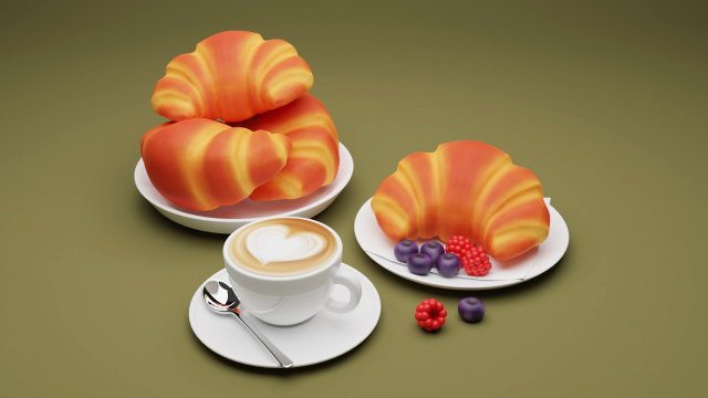 Croissant 001 3D-Modell .c4d .max .obj .3ds .fbx .stl .blend 