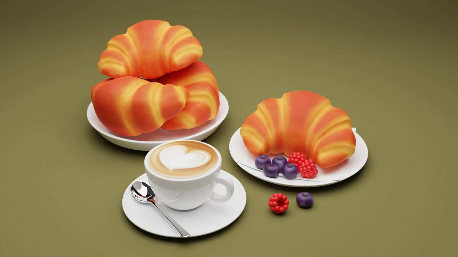 Croissant 001 3D Model .c4d .max .obj .3ds .fbx .stl .blend 