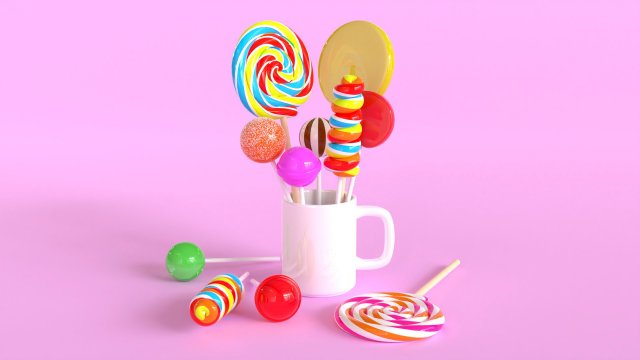 Lollipop 001 Model 3D .c4d .max .obj .3ds .fbx .stl .blend 