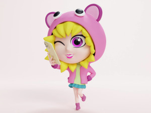 Selfie Girl Mascot 001 3D Модель