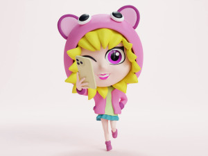 Selfie Girl Mascot 001 3D Модель