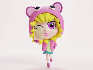 Selfie Girl Mascot 001 3D Model