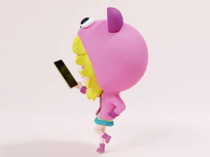 Selfie Girl Mascot 001 3D Model