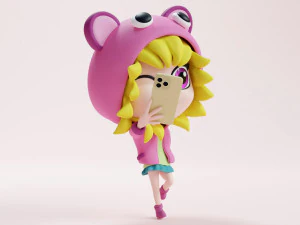 Selfie Girl Mascot 001 3D Model