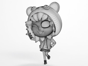 Selfie Girl Mascot 001 3D Модель