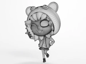 Selfie Girl Mascot 001 3D Model