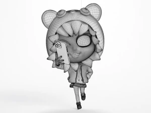 Selfie Girl Mascot 001 3D Model