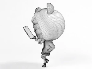 Selfie Girl Mascot 001 3D Model