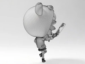 Selfie Girl Mascot 001 3D Model