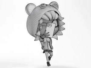 Selfie Girl Mascot 001 3D Model