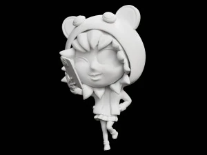 Selfie Girl Mascot 001 3D Model
