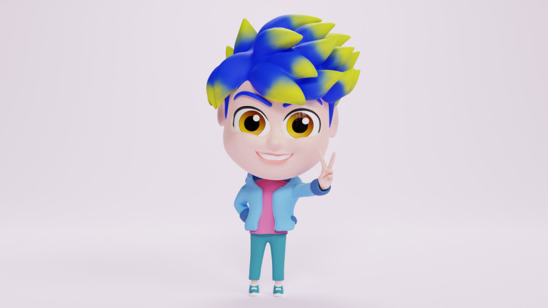 Boy Mascot 001 3D Model .c4d .max .obj .3ds .fbx .stl .blend 