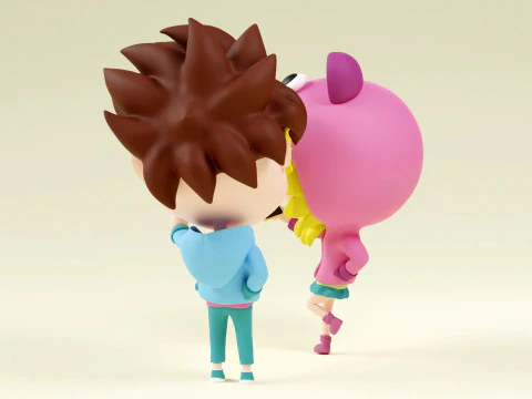 Ragazzo e ragazza mascotte 001 Modello 3D