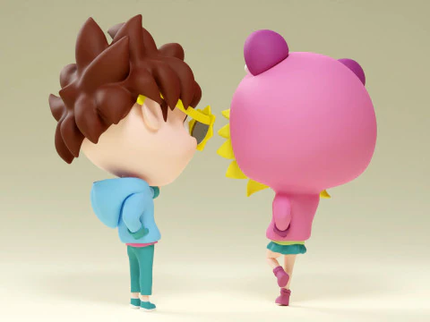 Ragazzo e ragazza mascotte 001 Modello 3D