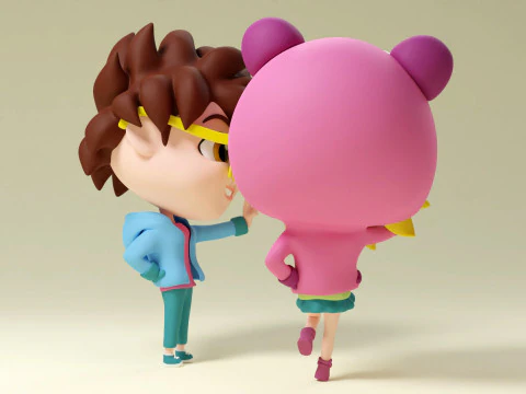 Ragazzo e ragazza mascotte 001 Modello 3D