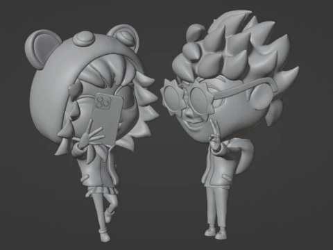 Ragazzo e ragazza mascotte 001 Modello 3D