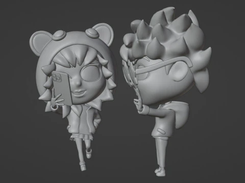 Ragazzo e ragazza mascotte 001 Modello 3D