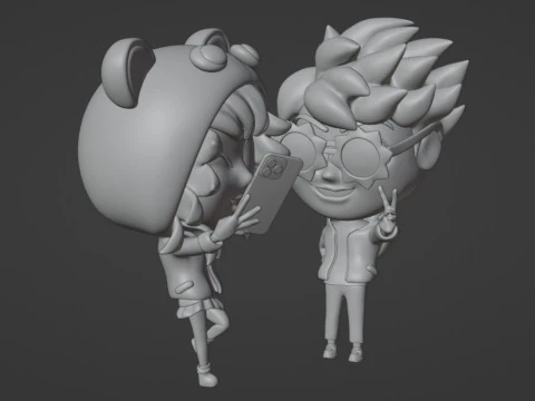 Ragazzo e ragazza mascotte 001 Modello 3D