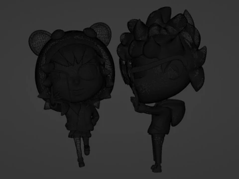 Ragazzo e ragazza mascotte 001 Modello 3D