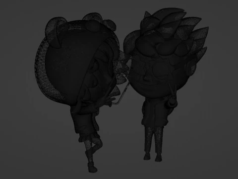 Ragazzo e ragazza mascotte 001 Modello 3D