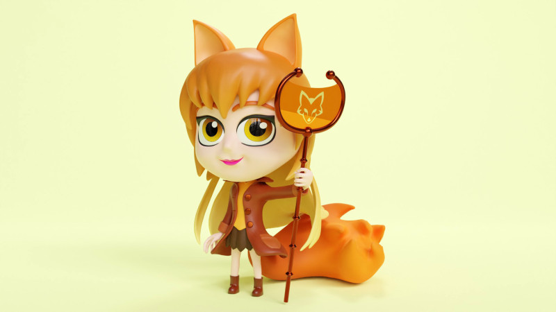 Fox Girl Mascot 001 Modelo 3D .c4d .max .obj .3ds .fbx .stl .blend 