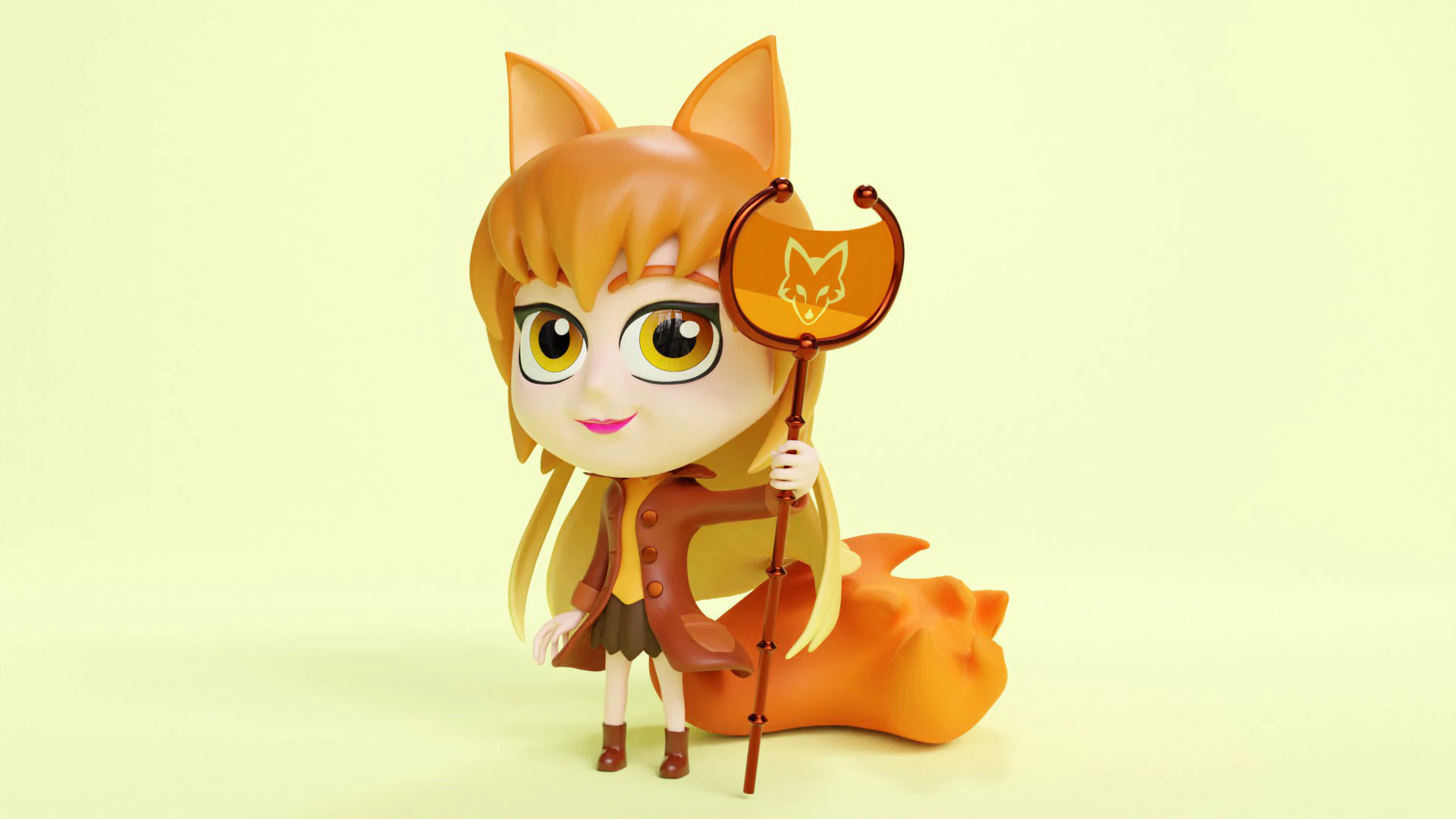 Fox Girl Mascot 001 3D Model .c4d .max .obj .3ds .fbx .stl .blend 