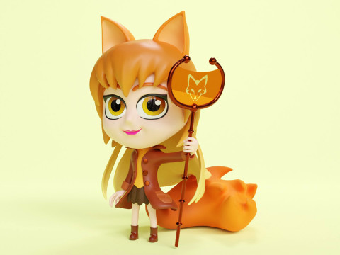 Fox Girl Mascot 001 Modèle 3D