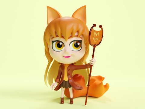 Fox Girl Mascot 001 Modelo 3D
